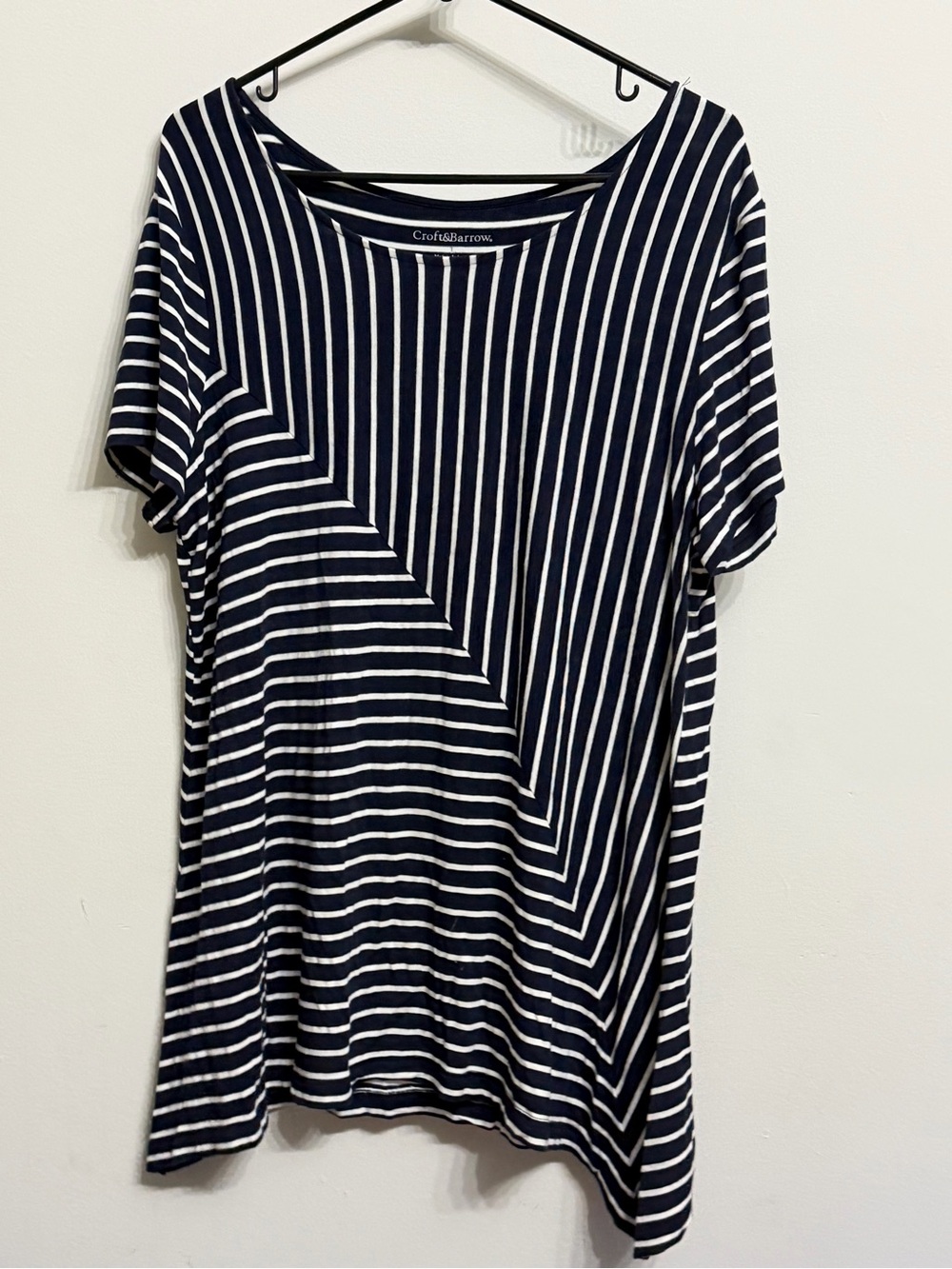 Croft & Barrow Navy and White Striped Short Sleeve Top